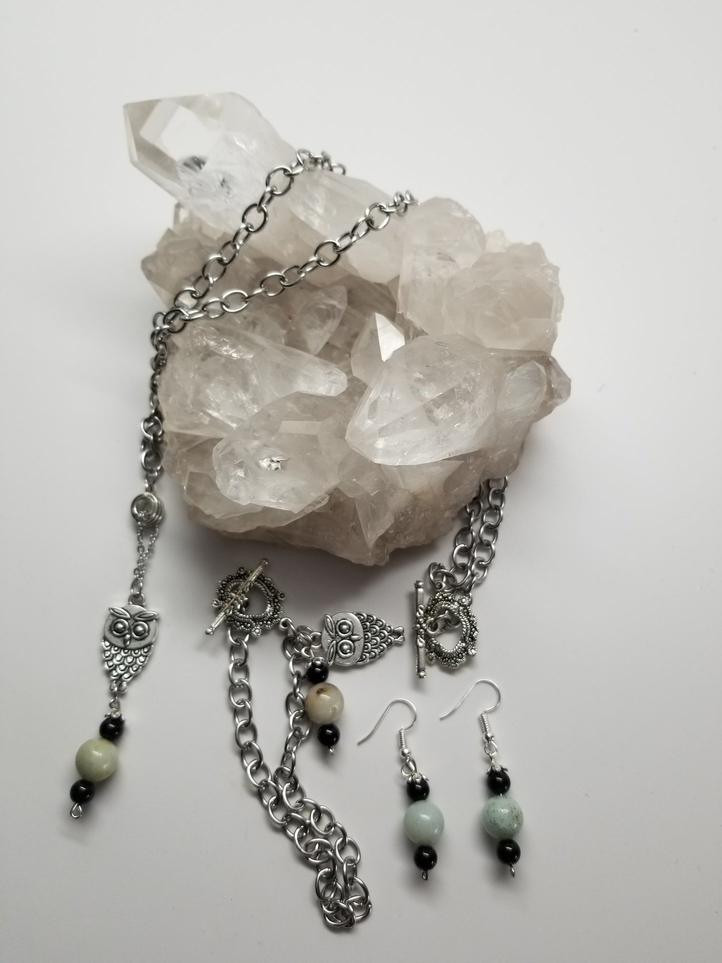 Owl Necklace, bracelet and earrings set