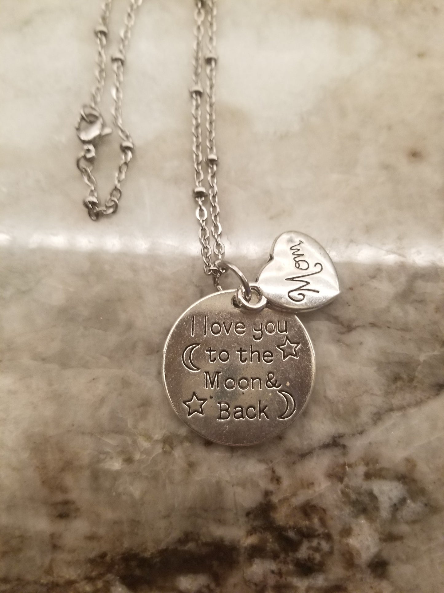 Mom, Love You to the Moon and Back Design Wilhelmina Creations necklace