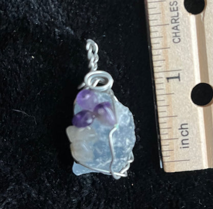 Angelite & Amethyst Design Pendant
