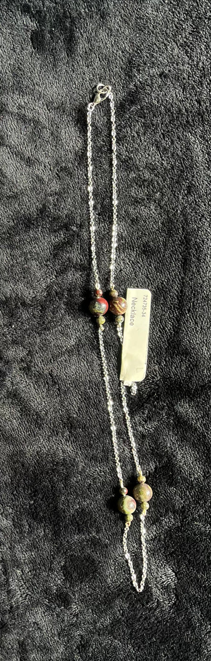 Semi-Gem Pendants with Long Stainless Steel Necklace Design- Wilhelmina Creations