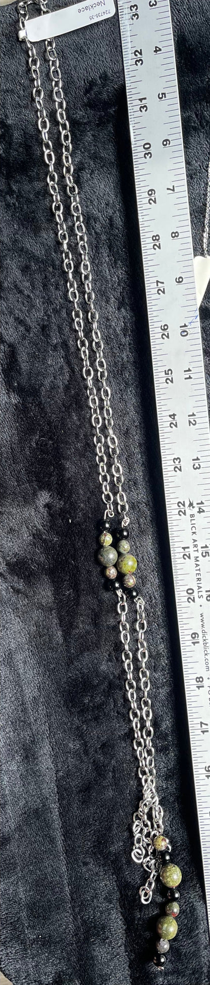 Semi-Gem Pendants with Long Stainless Steel Necklace Design- Wilhelmina Creations