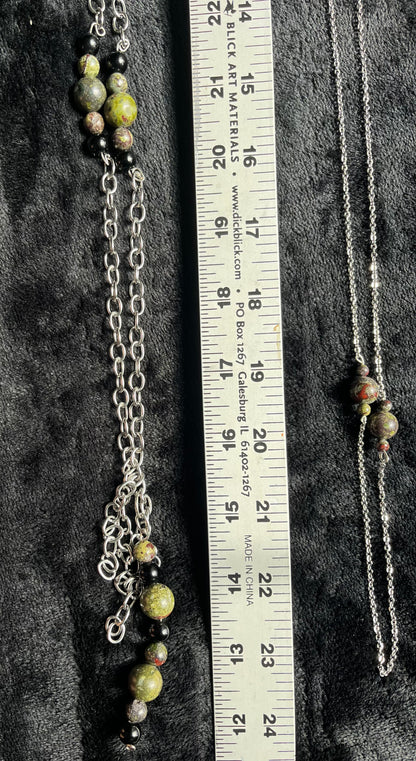 Semi-Gem Pendants with Long Stainless Steel Necklace Design- Wilhelmina Creations